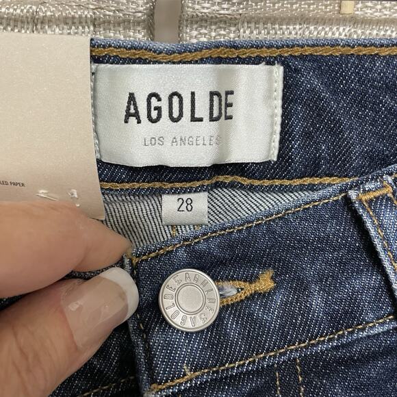 AGOLDE High Rise STOVEPIPE Jeans Women 28 Medium Blue SONG Wash SOFT STRETCH NEW - Picture 5 of 10